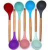 Espátula de Silicone com Cabo de Madeira Conjunto de Utensílios de Cozinha Espátula de Faia Colher Utensílios de Cozinha Kit de Confeitaria Espátula Pincel de Óleo Batedor de Ovos