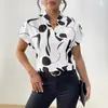 Amazon Europa y América Transfronterizo deseo Comercio Exterior Camisa Estampada para Mujer Primavera y Verano 2025 Camisa Casual de Manga Corta