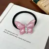 Pinza para el pelo de mariposa tridimensional súper de hada con lentejuelas estilo coreano, cuerda para el pelo de diamante de alto nivel, anillo para coleta alta, pinza para mechones que combina con todo