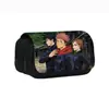 Estuche de doble capa con estampado de Jujutsu Kaisen, bolsa para lápices y papelería de anime para estudiantes de primaria, secundaria y niños