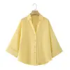Comercio Exterior Al Por Mayor Verano Nuevo Estilo Europeo y Americano Mezclilla Manga Ancha Cuello en V Elegante Camisa 8741054