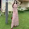 Vestido de estilo francés, impresionante, con mangas abullonadas, estampado de lunares y detalles de lazo, perfecto para el verano, creando un look dulce y elegante, favoreciendo la figura y presentando una silueta A favorecedora.
