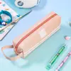 Estuche para lápices unisex de tela Oxford con cremallera, creativo, fresco, con dibujos animados, sencillo, de gran capacidad