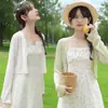 Ropa de Protección Solar de Encaje para Mujer en Verano, Combinada con una Falda de Tirantes, Chal, Cárdigan, Cubierta Exterior, Abrigo Corto Transparente, Ropa de Protección Solar
