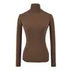 Ropa de Mujer al por Mayor Transfronteriza Estilo Europeo y Americano Otoño e Invierno 2025 Nuevas Camisetas Térmicas de Color Sólido con Forro Polar de Cuello Alto