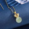 Redemoinho do Povo Hanfu Palace Imitação Safira Jaspe Hetian Jade Jóia Coroa Pingente Colar Feminino Clavícula Acessórios de Corrente