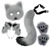 Máscara Estilo Ari, Luvas, Conjunto de Cauda de Raposa, Cinto Ajustável, Máscara para Olhos, Roupa Sexy, Cosplay Animal Feminino com Cauda