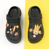Sapatos com buracos transfronteiriços, acessórios faça você mesmo, simulação de resina fofa, comida, brinquedo, sapatos de ovo de pêssego, decorações de flores, fivela de sapato removível