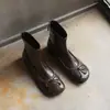 Botines de blogger de Seúl~ diseño de nicho, dulces, artísticos, casuales, modernos, piel genuina, botines ajustados al tobillo