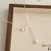 Collar de Perlas Pequeño en Forma de Y para Mujer, Versátil, de Nicho, Lujo Ligero, Cadena de Clavícula de Gama Alta, Elegante Collar Minimalista Estilo Ins