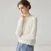 Suéter de cachemir 100% puro de estilo sencillo para mujer, cuello redondo, jersey de otoño e invierno, manga larga, capa base de punto suave y cómoda, corte holgado