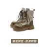 Botas Martin Redondas de Tacón Grueso y Suela Gruesa de Capibara para Mujer, Botines Nuevos de Otoño/Invierno, Botas Amarillas de Estilo Británico, Botas de Trabajo