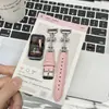 Adecuado para Huawei Band 10, correa cruzada adornada con diamantes, octava generación, pulsera de cuero de moda y versátil para niñas
