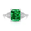 Transmissão ao vivo item mais vendido anel quadrado com corte flor de gelo de pedra colorida anel de dedo feminino super brilhante diamante de alto carbono banhado a ouro real cross-border one-piece dropshipping