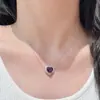 Colar Coração O-Shaped de Prata de Lei S925 Ametista Natural Diamante Completo Luxo Acessível Nicho Elegante High-End Corrente Clavicular Feminina