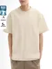Camiseta de Manga Corta de Peso Pesado Tencel para Hombre Manga Raglán Cuello Redondo Top Verano 2025 Seda de Hielo Holgada Camiseta de Manga Media