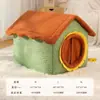 Caseta para Perros Tipo Cajón, Forrada de Felpa en Invierno para Mantener Caliente, Caseta para Gatos Espaciosa Semi-Cerrada, Caseta para Perros de Cuero Texturizado, Adecuada para Todas las Estaciones