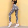 Calça de Yoga Tie Dye Bumbum de Pêssego Feminina Cintura Alta Roupa de Yoga Treino Corrida Fitness Calça para Quadril Secagem Rápida Calça de Yoga Sem Costura