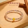 Pulseira Duplo Círculo com Contas de Cristal Super Sete Preto Dourado Natural para Mulheres, Pulseira de Amethyst e Cera de Abelha Fashion e de Alta Qualidade