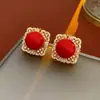 Pendientes Cuadrados de Zircón y Perla de Plata Antigua Estilo Nicho Pendientes de Botón Pendientes Retro de Lujo Ligero Venta al por Mayor