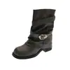 Botines Martin Cortos Vintage Desgastados para Mujer, Novedad Otoño 2026 Estilo Western con Hebilla en el Tobillo