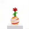 Artesanías de Vidrio Zibo El Principito con Atuendo Azul Niña Pequeña Decoración de Escritorio Recuerdo de Viaje Regalo Adorno de Artesanías de Vidrio