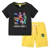 Camiseta Infantil 2026 Verão Nova Roupa Infantil de Comércio Exterior Estilo Ins Coreano Algodão Manga Curta e Shorts Conjunto de Duas Peças Infantil