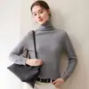Suéter de cachemira con cuello de punto grueso de siete agujas para mujer, simple, versátil, de cuello alto, tejido, jersey, suéter holgado, prenda interior