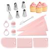 Set de decoración de crema para hornear juego de 16 piezas tenedor de acero inoxidable boca de decoración bolsa de decoración de TPU herramientas para hornear DIY