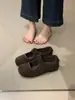 Zapatos Mary Jane planos de ante mate para mujer, zapatos planos casuales retro cómodos versátiles de punta redonda con cierre de velcro