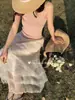 Gs. Bom Começo Verão Estilo Coreano Fashionável Puro Desejo Estilo Garota Popular Colete de Tricô Elástico de Um Ombro para Mulheres D1012