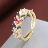 Anillo Doble de Diamantes de Lujo Ligero Más Vendido Ancho Banda Completo de Diamantes Micro-Pavimentado Anillo Abierto Ventas Directas de Fábrica