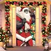 Decoração de Porta Janela de Natal Tecido de Fundo Laço Sino Tema Boneco de Neve Fundo para Fotos Fonte de Fábrica Transfronteiriça