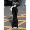 Jeans negros microacampanados para mujer, primavera/verano 2026, corte ajustado, tiro alto, elásticos, pantalones de pierna ancha
