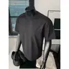 Camiseta Masculina de Seda de Gelo Secagem Rápida Estilo Americano, Design de Verão com Painéis de Malha, Gola Pequena, Manga Curta, Toque de Alta Qualidade