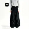 Pantalones de Trabajo Rectos Vintage con Cordón para Hombre y Mujer, Plisados, Modernos, de Alta Gama, Pierna Ancha, Adelgazantes, Casuales