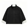 Chaqueta corta lisa con cuello alto y cremallera, chaqueta corta casual versátil para mujer, estilo coreano, moderna, versátil, holgada y casual