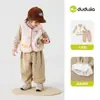 Conjunto de Roupas Infantis Dudu Outono Novo Estilo Camiseta Colete Calça Bebê Conjunto de Três Peças Outono para Meninos Roupas Infantis para Meninas t