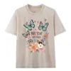 Camiseta de Manga Corta para Mujer, Verano Algodón Puro, Lavada y Desgastada, Retro Americano, Oversize, Holgada, Casual, Camiseta de Media Manga