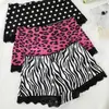 Conjunto de Tres Piezas Y2K Clásico Estampado de Leopardo, Estampado de Cebra, Patchwork de Encaje de Lunares Conjunto Romántico y Cómodo de Calzones tipo Boxer para Mujer