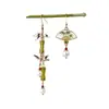 Nuevos Pendientes de Estilo Antiguo Chino Pendientes Largos con Borla de Bambú Pendientes de Clip para Oreja con Forma de Abanico Diseño de Nicho Pendientes Asimétricos