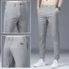 2026 Novas Calças Casuais Masculinas Slim Retas Cinza Claro Finas Calças Masculinas de Negócios Fibra de Poliéster Sensação Fresca Casual