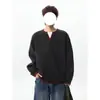 Suéter masculino de tricô com blocos de cor, falso two-piece, manga longa, para o trabalho, moderno, casual, solto, versátil, tendência novo estilo