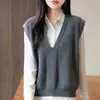 Chaleco de Punto de Algodón Puro con Cuello en V, Color Sólido, Sin Mangas, Holgado, Pulóver, Chaleco Superior para Superponer, Nuevo Estilo Primavera 2026