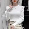 Suéter de manga abullonada para mujer suéter 2023 otoño e invierno Nuevo estilo coreano holgado adelgazante top de manga larga prenda interior