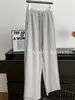 Pantalones deportivos grises de estilo americano para mujer, Otoño 2026, finos de verano, holgados, de tiro bajo, holgados, adelgazantes, casuales de pierna recta