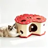 Túnel de fieltro patchwork con forma de corazón de Apple para gatos, casa laberinto compartida para varios gatos, dimensiones: 60 cm de largo, 60 cm de ancho, 27 cm de alto