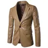 Nuevo 2019 Comercio Exterior para hombre Europeo y Americano color liso ajustado cuero PU moda traje de cuero para hombre X307