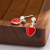 Moda temperamento vermelho amor contas redondas gota cola personalidade brincos para mulheres