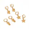Pendientes Cruzados Personalizados de Acero Inoxidable con Tortuga y Estrella de Mar, Colgantes de Animales con Temática Oceánica, Aros de Acero de Titanio Chapados en Oro de 18K